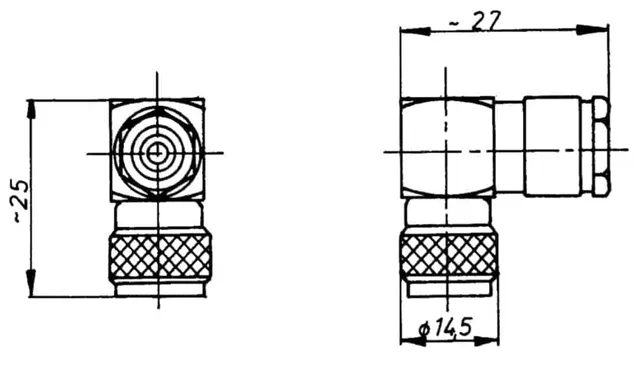 DAMAR+HAGEN Steckverbinder TNC 50 Ohm Kabelstecker gewinkelt