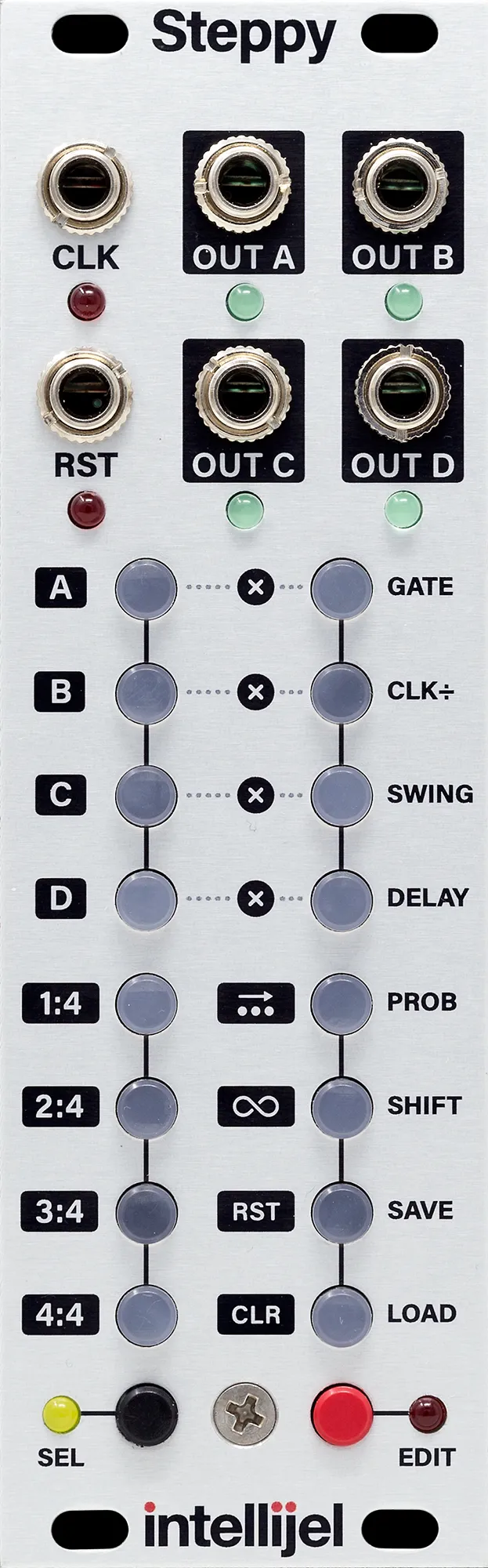 Intellijel Steppy Eurorack-Modul 4-Track Gate-Sequenzer 3U