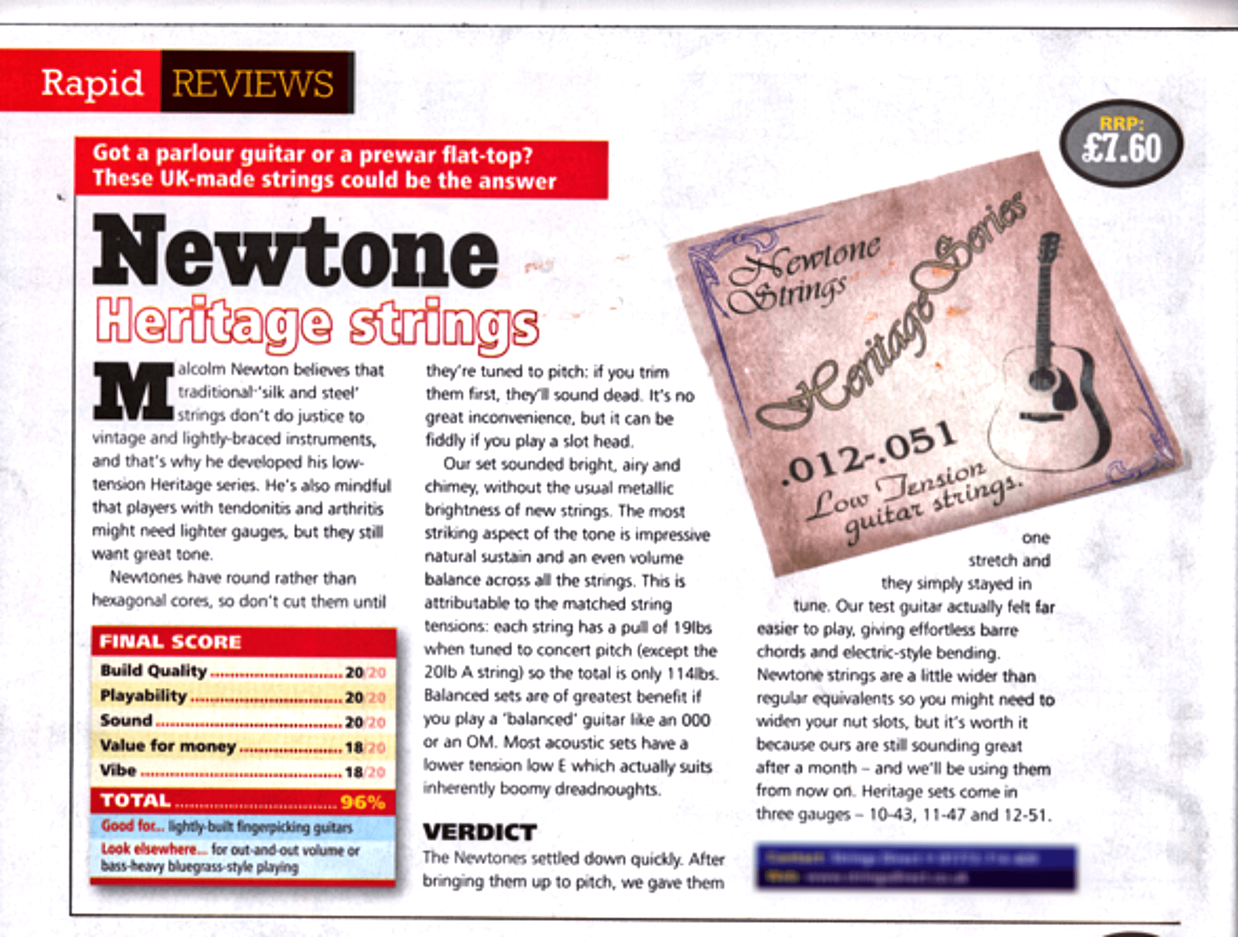Newtone Heritage Akustikgitarrensaiten 6-saitig Satz