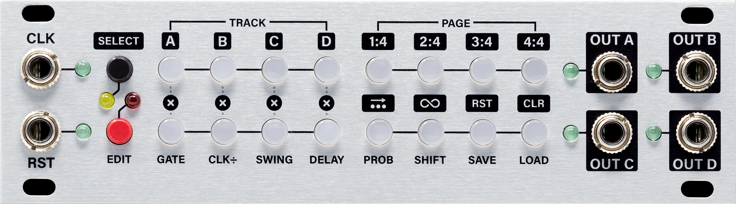 Intellijel Steppy 1U Eurorack-Modul 4-Track Gate-Sequenzer