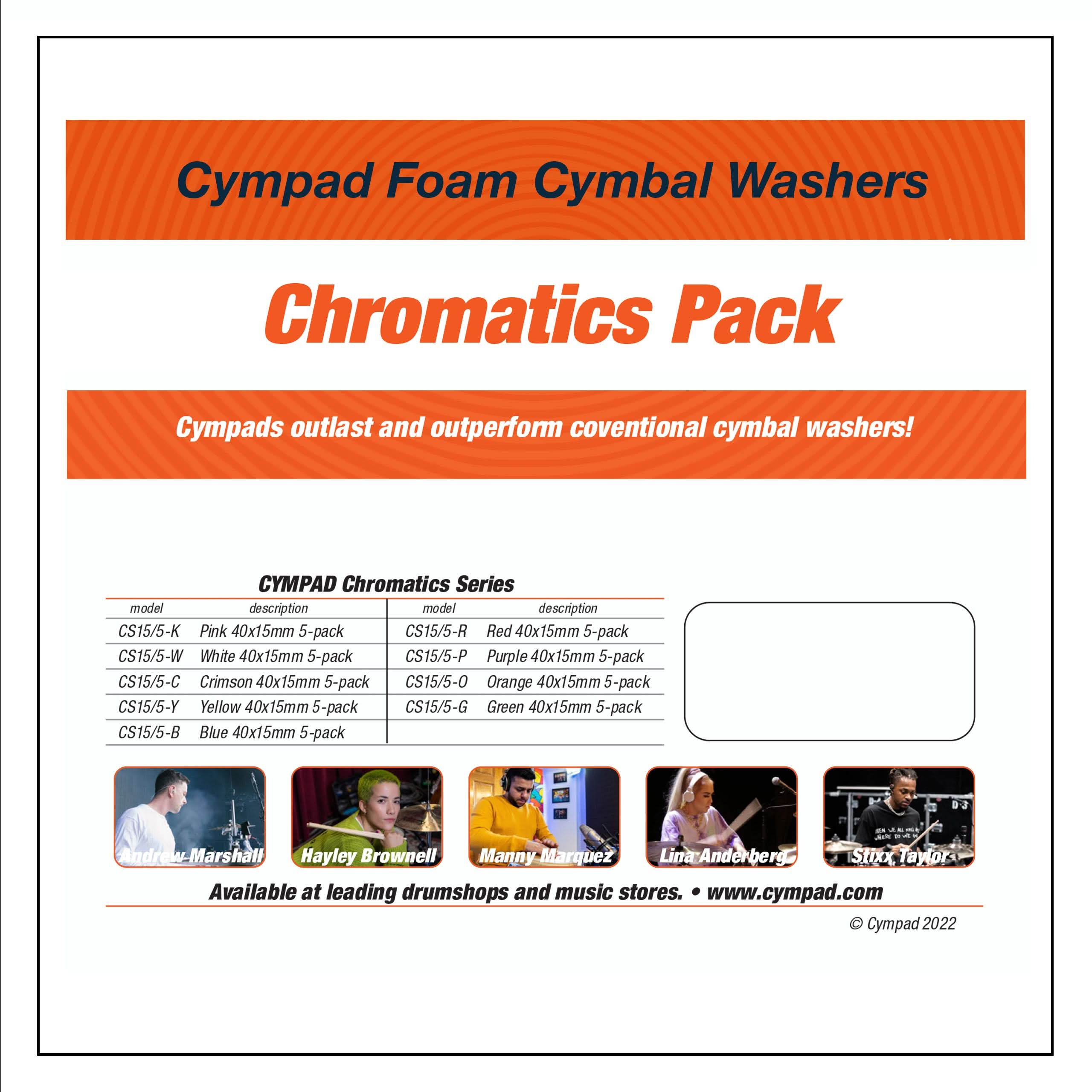 Cympad Chromatics Beckenfilze Gelb Set Memory-Schaum
