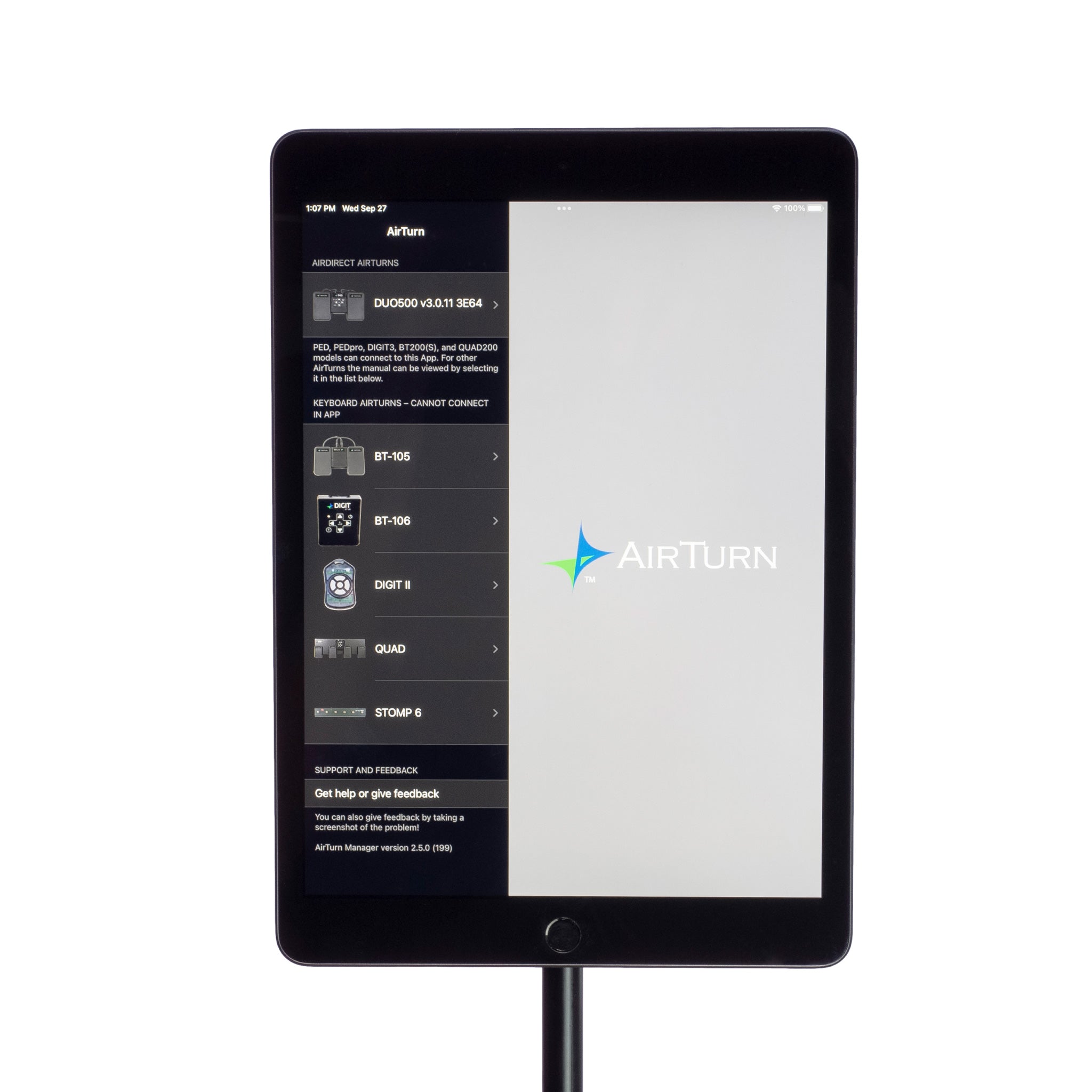 AirTurn QuickDisc Tablethalterung Klebe-Mount kompakt